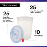 3M 16325 PPS Paint Spray Gun Cup Lid and Liner Kit, Large, 28 fl oz, 125 Micron Filter, 25 Lids and Liners, 10 Sealing Plugs (7010029845) - 8