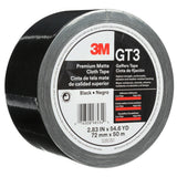 3M GT3 Premium Matte Cloth (Gaffers) Tape, Black, 72 mm x 50 m, 11 mil (7010291525) (576Pack) - 2