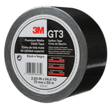 3M GT3 Premium Matte Cloth (Gaffers) Tape, Black, 72 mm x 50 m, 11 mil (7010291525) (576Pack) - 3