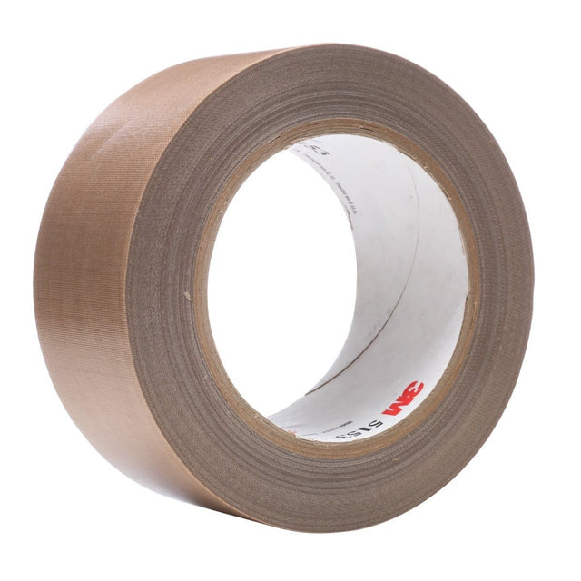 3M 45637 General Purpose PTFE Glass Cloth Tape, Silicone Adhesive, Light Brown, 2 in x 36 yd, 6.8 mil (5153) (7010292978) (24 Pack)