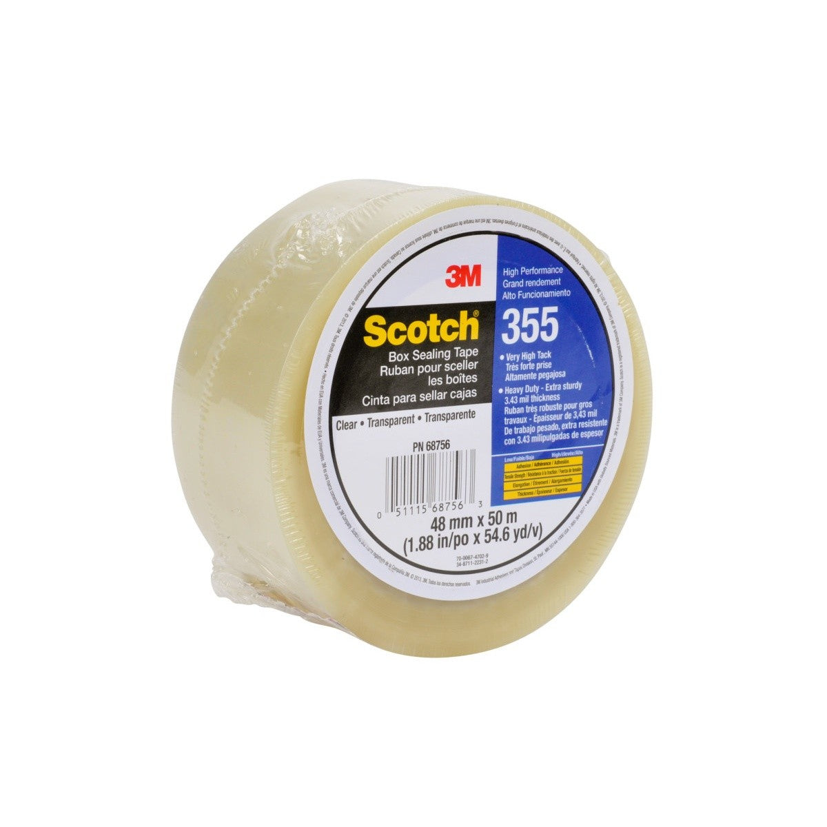 3M 355 Scotch Box Sealing Tape, Clear, 48 mm x 50 m, High Performance (7010302430) (36 Pack) - 4
