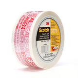 3M 3771 Scotch Printed Message Box Sealing Tape, White, 48 mm x 100 m (7010302431) (36 Pack) - 2