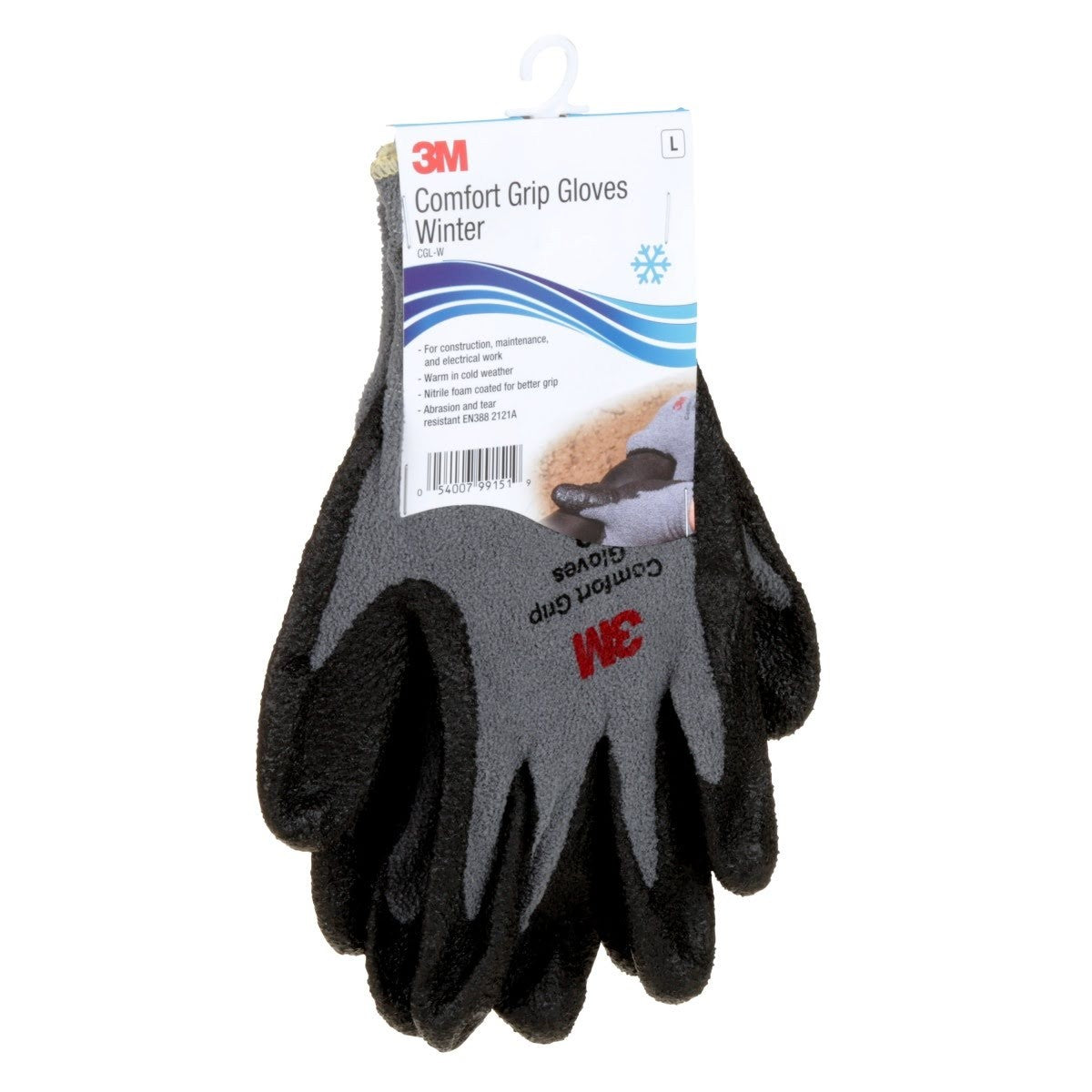3M Comfort Grip Winter Work Gloves, Nitrile Foam Coated, Gray, Size Large (CGL-W) (7010305066) (1 Pair) (6 Pack) - 2