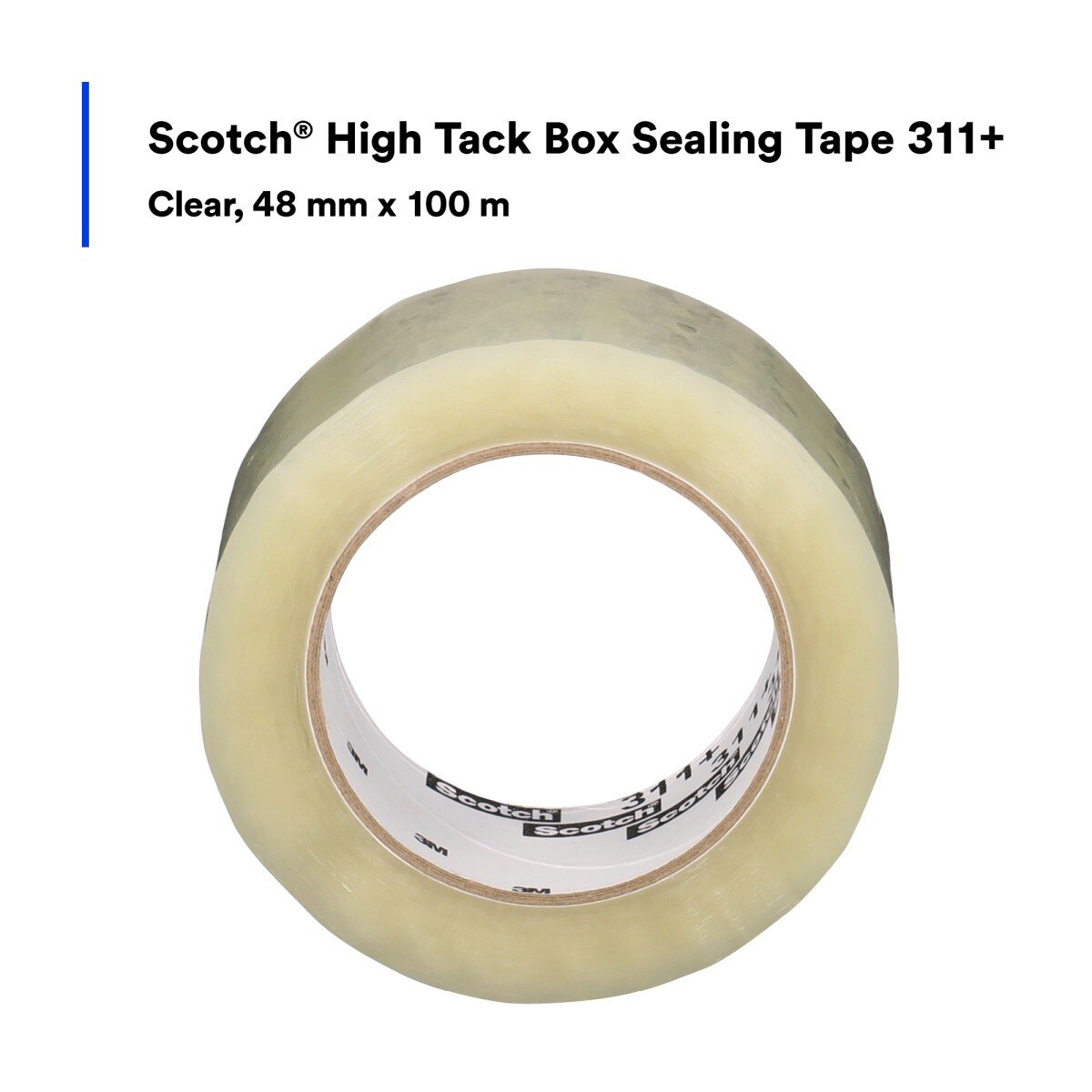 3M 311+ Scotch High Tack Box Sealing Tape, Clear, 48 mm x 100 m (7010306820) (36 Pack) - 5