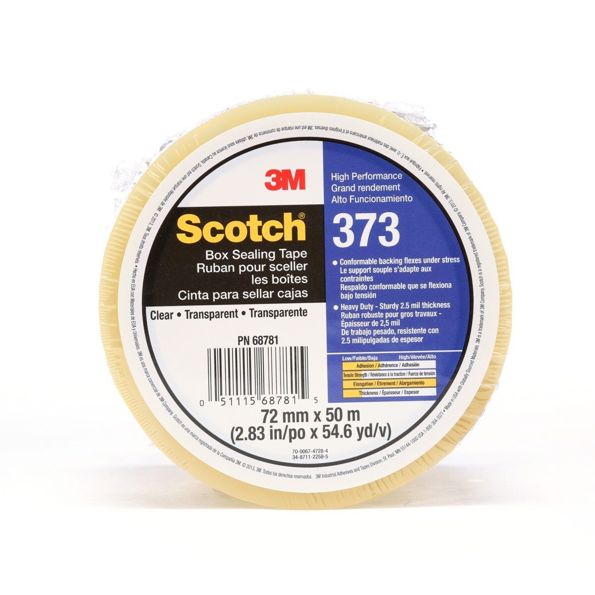 3M 373 Scotch Box Sealing Tape, Clear, 72mm x 50m, Individually Wrapped Conveniently Packaged (7010312442) (24 Pack)