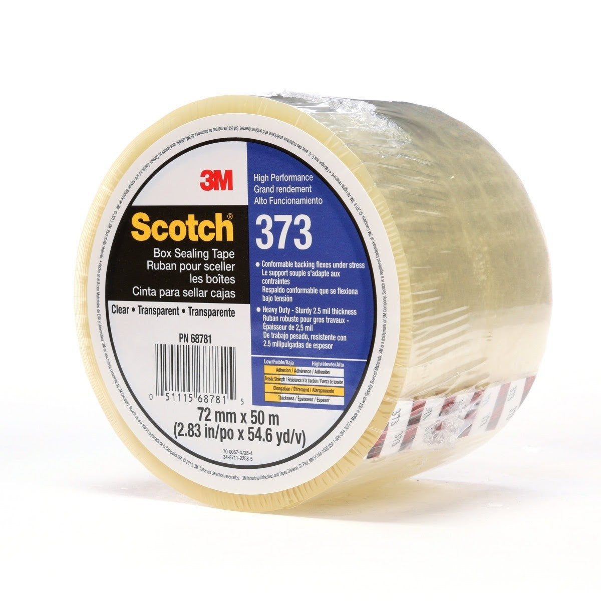3M 373 Scotch Box Sealing Tape, Clear, 72mm x 50m, Individually Wrapped Conveniently Packaged (7010312442) (24 Pack) - 3