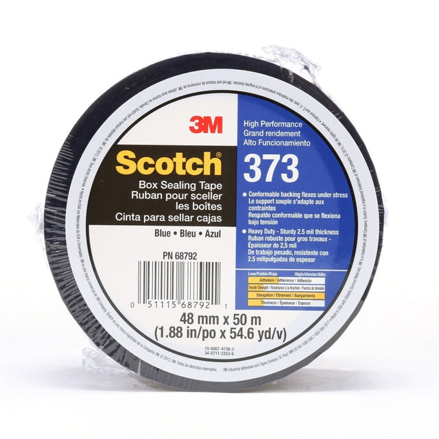 3M 373 Scotch Box Sealing Tape, Blue, 48 mm x 50 m, Individually Wrapped Conveniently Packaged (7010312443) (36 Pack)