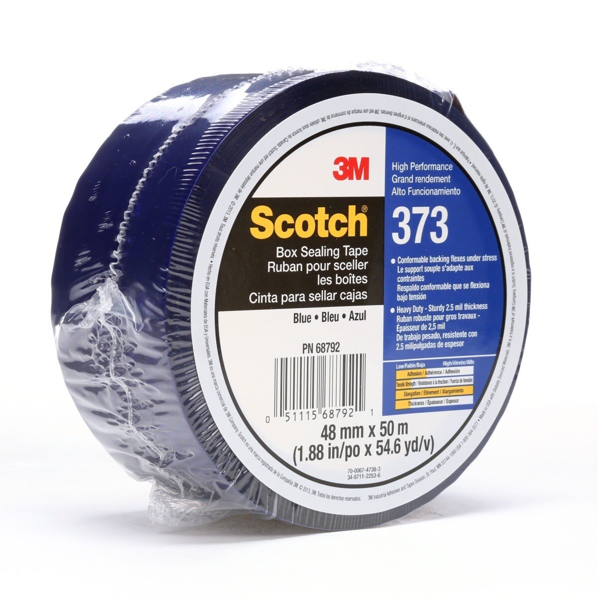 3M 373 Scotch Box Sealing Tape, Blue, 48 mm x 50 m, Individually Wrapped Conveniently Packaged (7010312443) (36 Pack) - 2