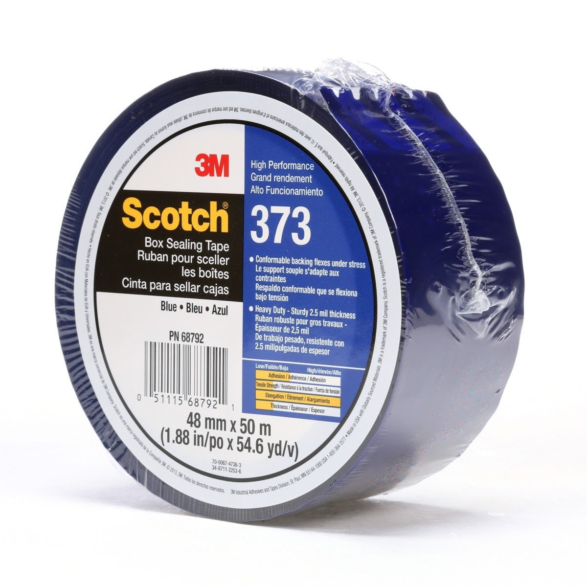3M 373 Scotch Box Sealing Tape, Blue, 48 mm x 50 m, Individually Wrapped Conveniently Packaged (7010312443) (36 Pack) - 3