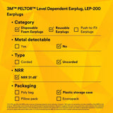 3M LEP-200 PELTOR Level Dependent Earplug Kit, Rechargeable Li-Ion, Micro USB, Yellow, NRR 31 dB (7010316631) - 10