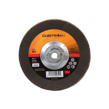 3M 7010327066 Cubitron II Flap Disc 967A, 40+, T29 Quick Change, 7 in x 5/8-11, Giant (5 Pack)