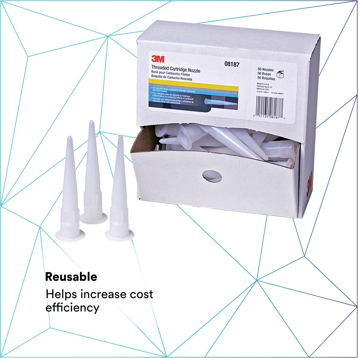 3M 08187 Threaded Cartridge Nozzle (7010328467) (50 Pack) - 7
