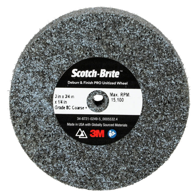 3M DP-UW Scotch-Brite Deburr & Finish PRO Unitized Wheel, 8C Coarse+, 3 in x 3/4 in x 1/4 in (7010329496) (20 Pack)
