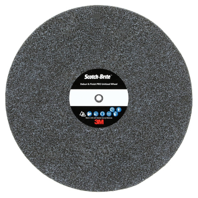 3M DP-UW Scotch-Brite Deburr & Finish PRO Unitized Wheel, 6C Medium+, 8 in x 1 in x 1/2 in (7010329983) (2 Pack)