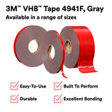 3M 4941 4941F VHB Double Sided Tape, Gray, 3/4 in x 36 yd, 45 mil, Film Liner (7010334382) (3 Pack) - 3