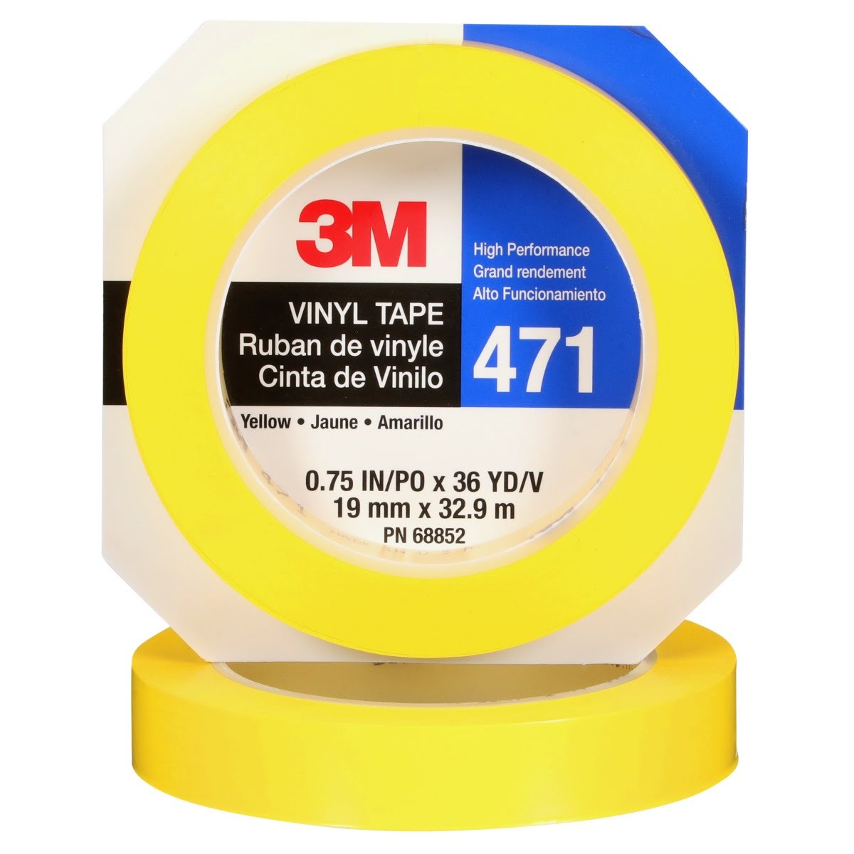 3M 471 Vinyl Tape, Yellow, 3/4 in x 36 yd, 5.2 mil (7010334520) (48 Pack) - 2