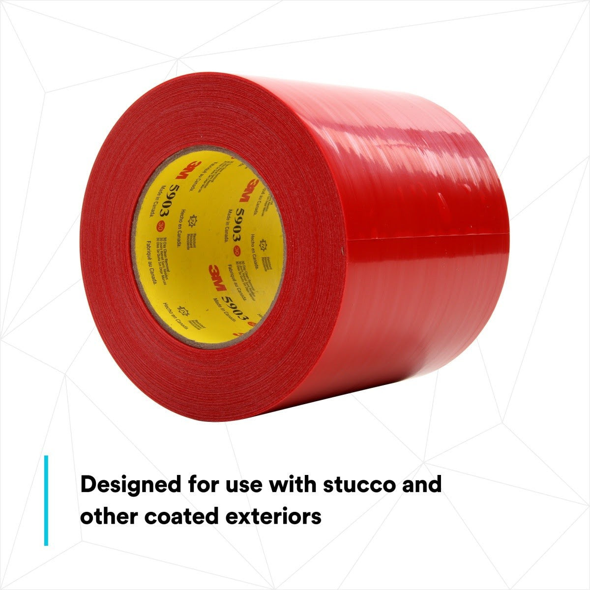 3M 5903 Outdoor Masking Poly Tape, Red, 5 in x 60 yd, 7.5 mil (7010334725) (80 Pack) - 10