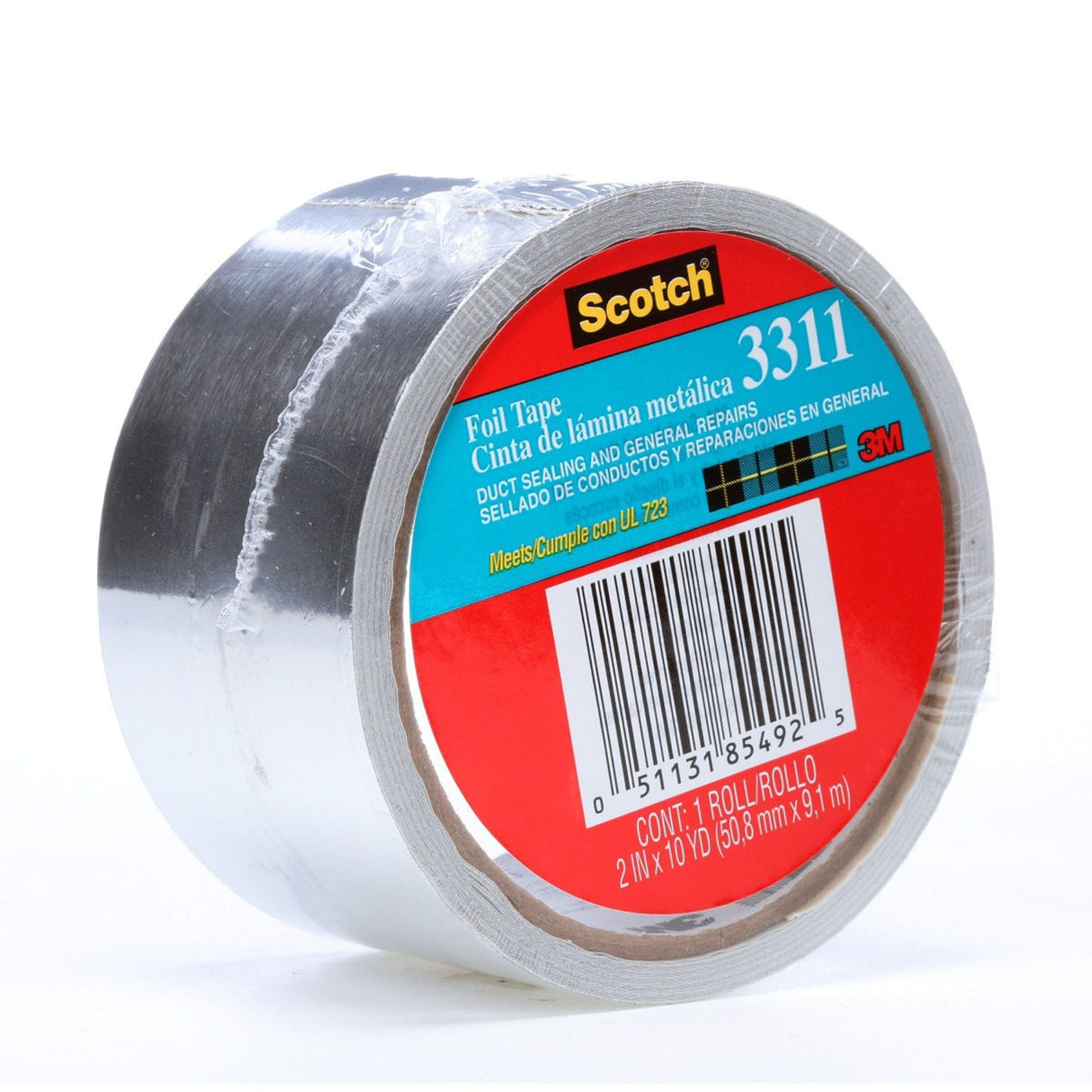 3M 3311 Scotch Aluminum Foil Tape, Rubber Adhesive, Silver, 2 in x 10 yd, 3.6 mil (7010334860) (24 Pack)
