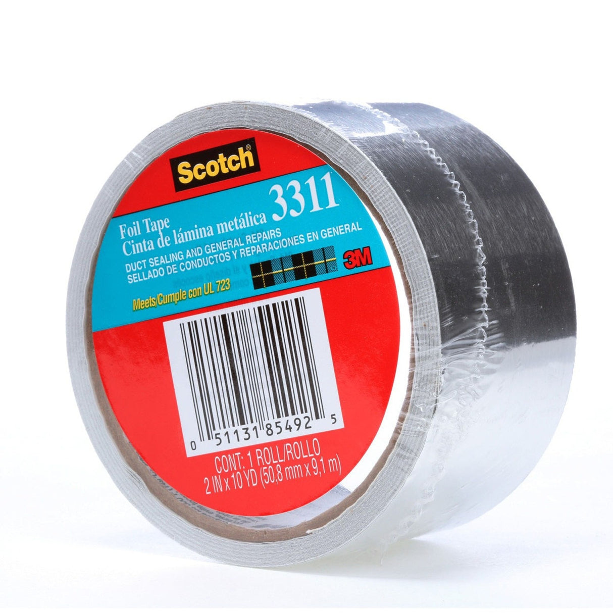 3M 3311 Scotch Aluminum Foil Tape, Rubber Adhesive, Silver, 2 in x 10 yd, 3.6 mil (7010334860) (24 Pack) - 3