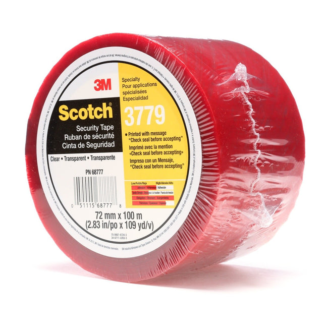 3M 3779 Scotch Security Message Box Sealing Tape, Clear, 72 mm x 100 m, Individually Wrapped Conveniently Packaged (7010335124) (24 Pack)