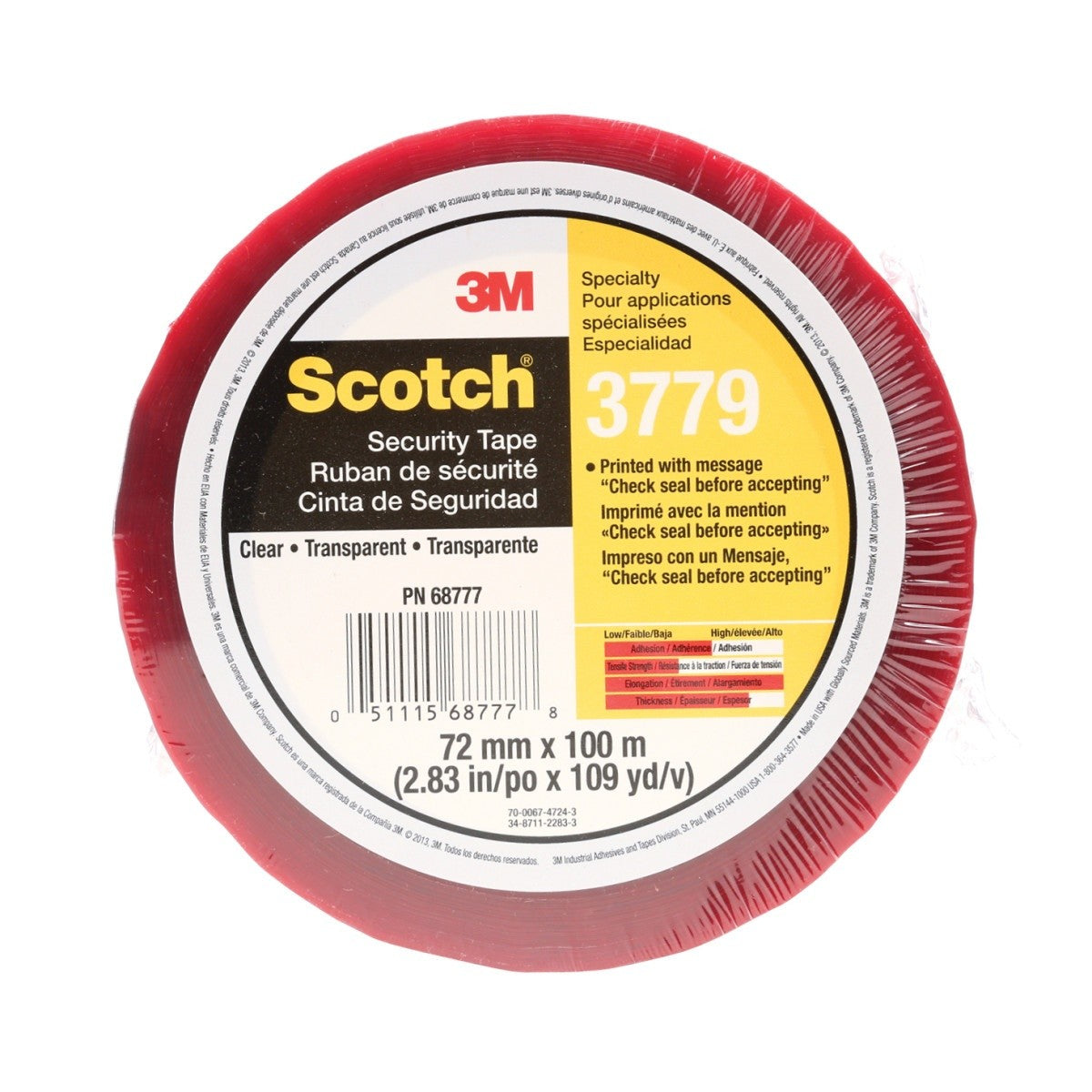 3M 3779 Scotch Security Message Box Sealing Tape, Clear, 72 mm x 100 m, Individually Wrapped Conveniently Packaged (7010335124) (24 Pack) - 3