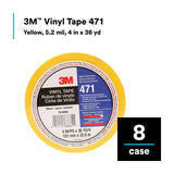 3M 471 471 IW Vinyl Tape, Yellow, 4 in x 36 yd, 5.2 mil, Individually Wrapped Conveniently Packaged (7010335141) (8 Pack) - 4