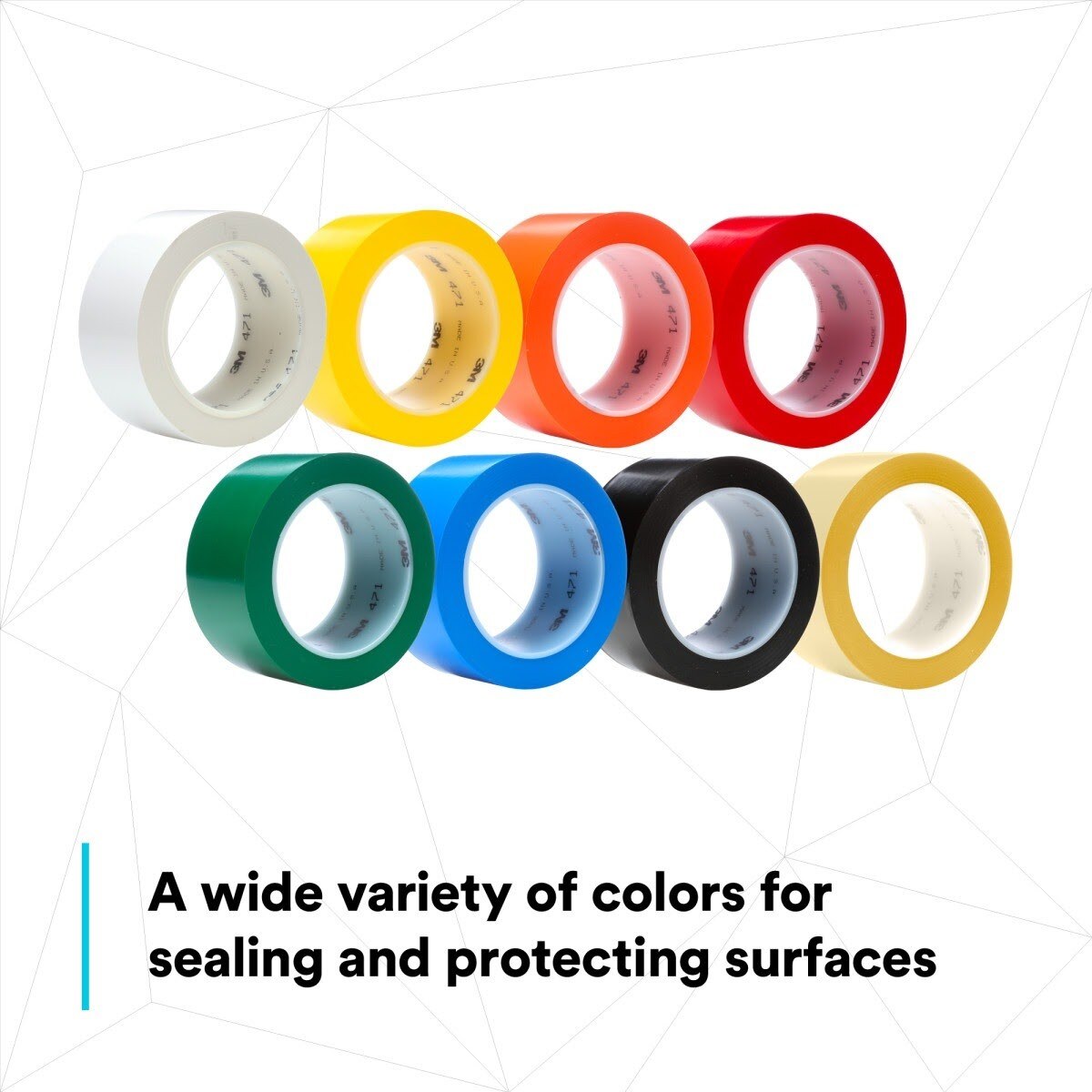 3M 471 471 IW Vinyl Tape, Yellow, 4 in x 36 yd, 5.2 mil, Individually Wrapped Conveniently Packaged (7010335141) (8 Pack) - 10
