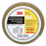 3M 483 Polyethylene Tape, Transparent, 1 in x 36 yd, 5.0 mil (483 IW) (7010335143) (36 Pack) - 2