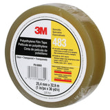 3M 483 Polyethylene Tape, Transparent, 1 in x 36 yd, 5.0 mil (483 IW) (7010335143) (36 Pack) - 3