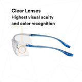 3M 11796-00000-20 Virtua Sport CCS Safety Glasses Clear Anti Fog Anti Scratch Clear Lens Blue Frame Cord Control System (7010340677) (20 Pack) - 7