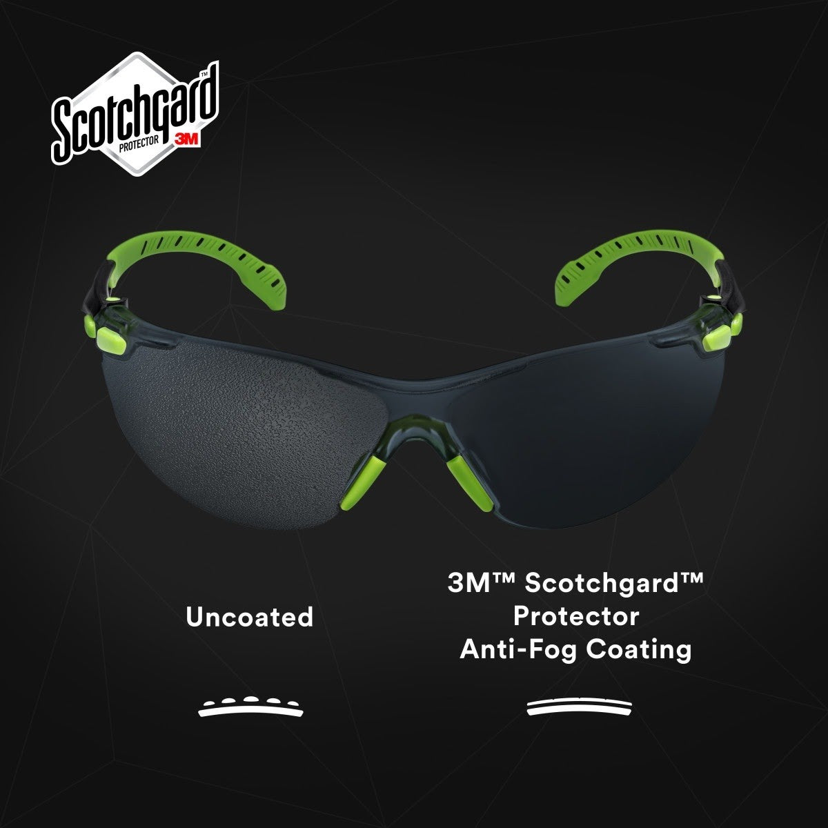 3M S1202SGAF-KT Solus 1000-Series Foam Strap, Green/Black, Grey Scotchgard Anti-fog Lens (7010341346) (20 Pack) - 7