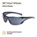 3M 11848-00000-20 Virtua AP Safety Glasses, Anti-Fog Anti-Scratch, Gray Lens, Gray Frame (7010342193) (1 Pair) (20 Pack) - 2