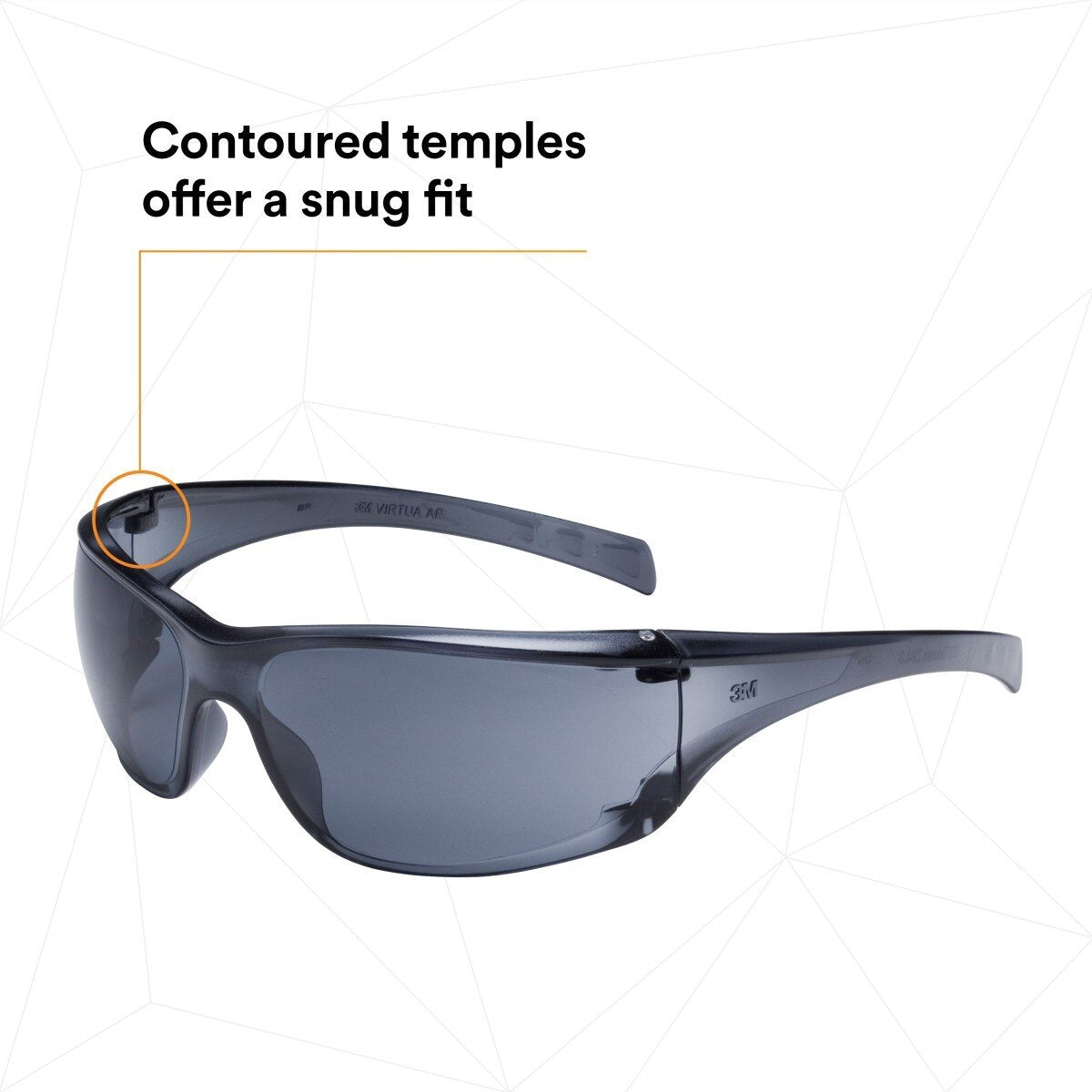 3M 11848-00000-20 Virtua AP Safety Glasses, Anti-Fog Anti-Scratch, Gray Lens, Gray Frame (7010342193) (1 Pair) (20 Pack) - 4