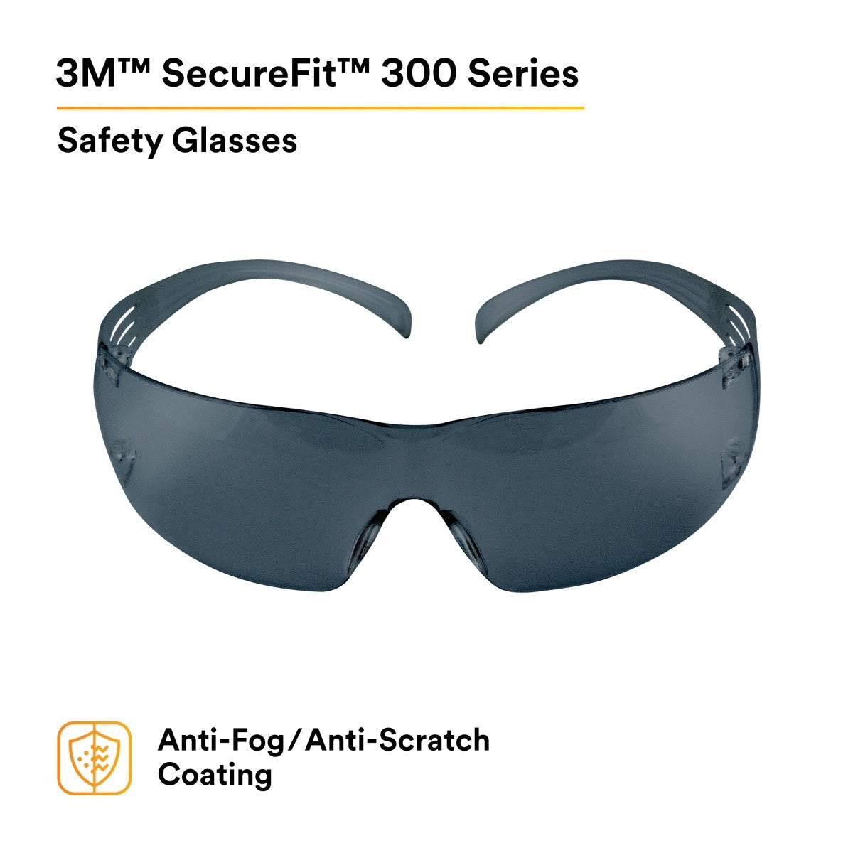 3M SF302AF SecureFit Safety Glasses, Gray Lens (7010342616) (20 Pack) - 2