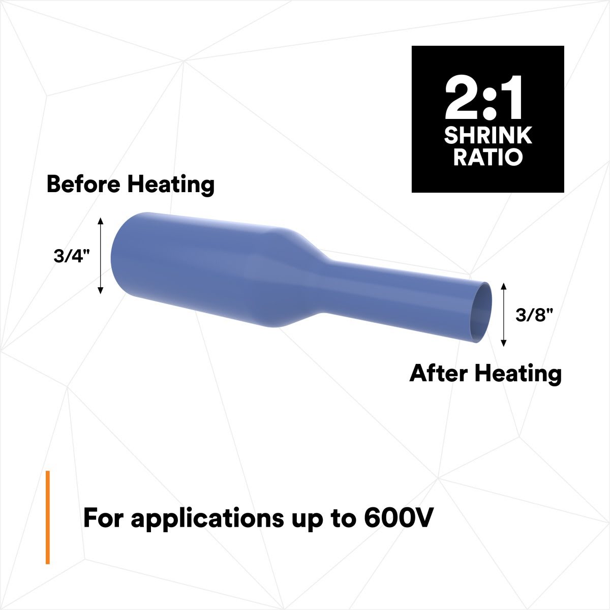 3M Heat Shrink Thin-Wall Tubing FP-301, Blue, 2 to 1 Shrink Ratio, Electrical Insulation, 3/4 in, 200 ft Spool (FP0.750BU200L) (7010349739) (3 Pack) - 2