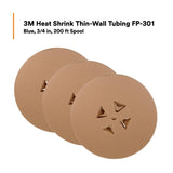 3M Heat Shrink Thin-Wall Tubing FP-301, Blue, 2 to 1 Shrink Ratio, Electrical Insulation, 3/4 in, 200 ft Spool (FP0.750BU200L) (7010349739) (3 Pack) - 6