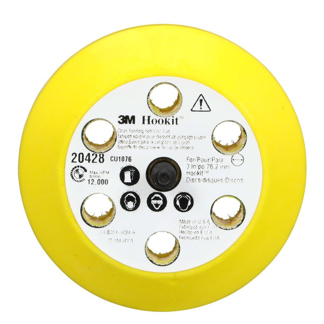 3M 20428 Xtract Hookit Backup Disc Pad, Low Profile Finishing, 6 Hole, Yellow, 3 in, 1/4-20 EXT (7010360095) (10 Pack)