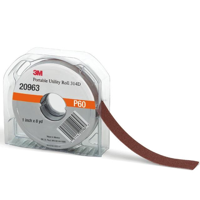3M 314D Portable Utility Cloth, P60 X-weight, 1 in x 8 yd (7010360119) (5 Pack)