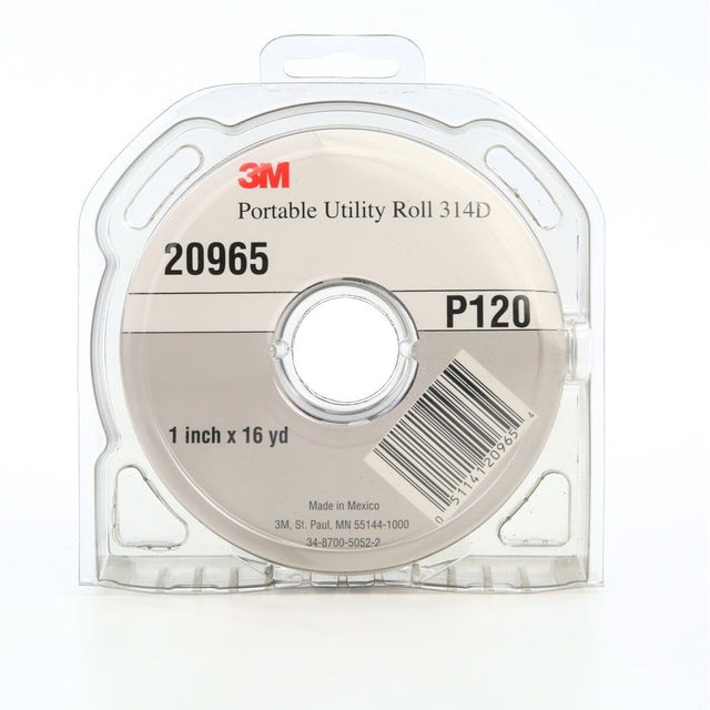 3M 314D Portable Utility Cloth, P120 J-weight, 1 in x 16 yd (7010360120) (5 Pack)
