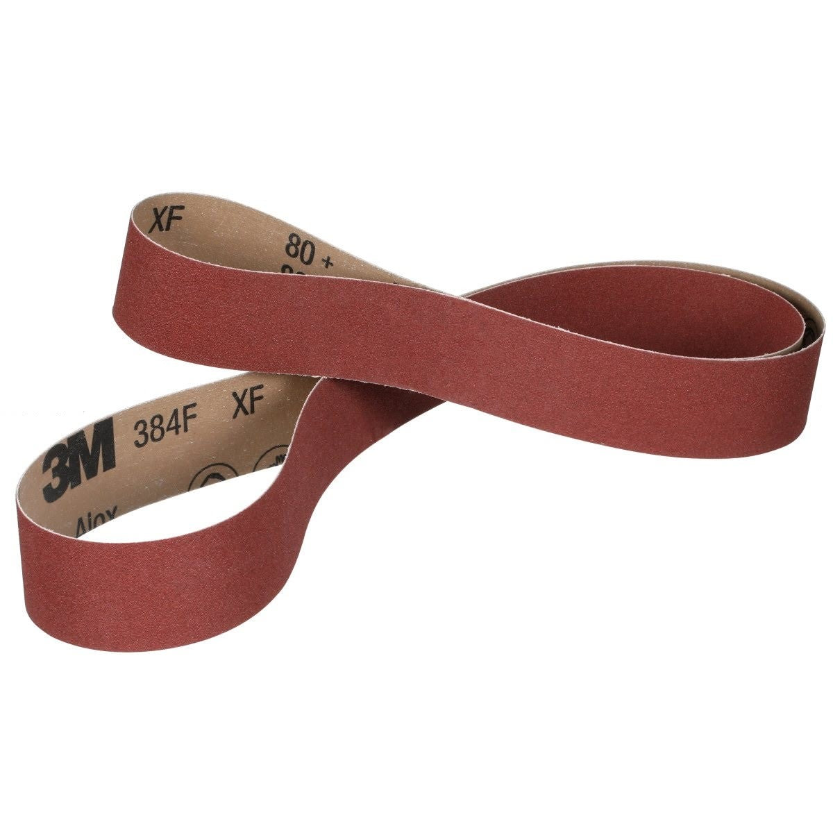 3M 384F Cloth Belt, Aluminum Oxide, 80+ XF Weight, Maroon, 1 in x 42 in, Film-lok, Single-flex (7010362617) (200 Pack)