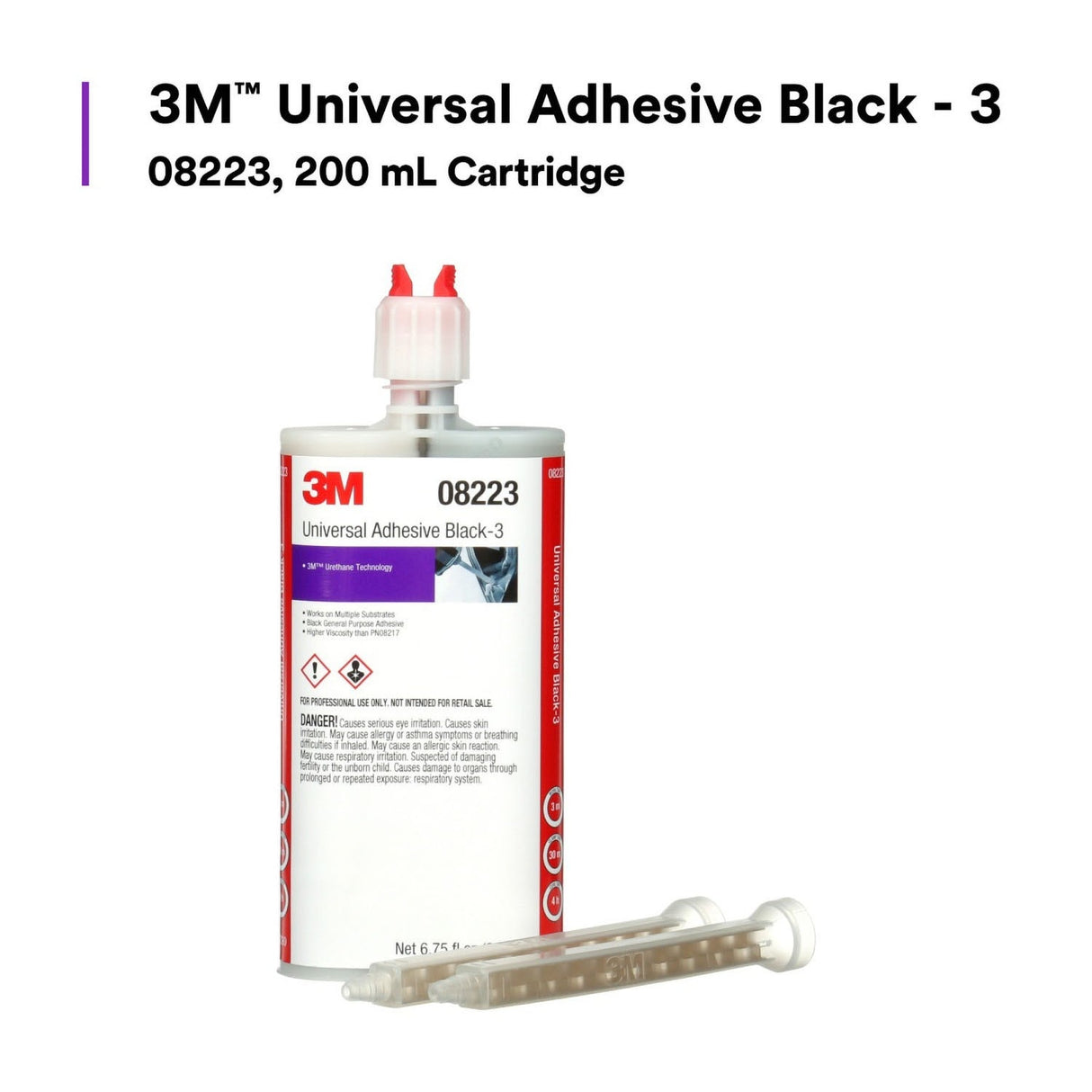 3M Universal Adhesive Black-3 Two-Part Urethane High Viscosity Gap Filling 200 mL Cartridge (08223) (7010364210) (6 Pack) - 2