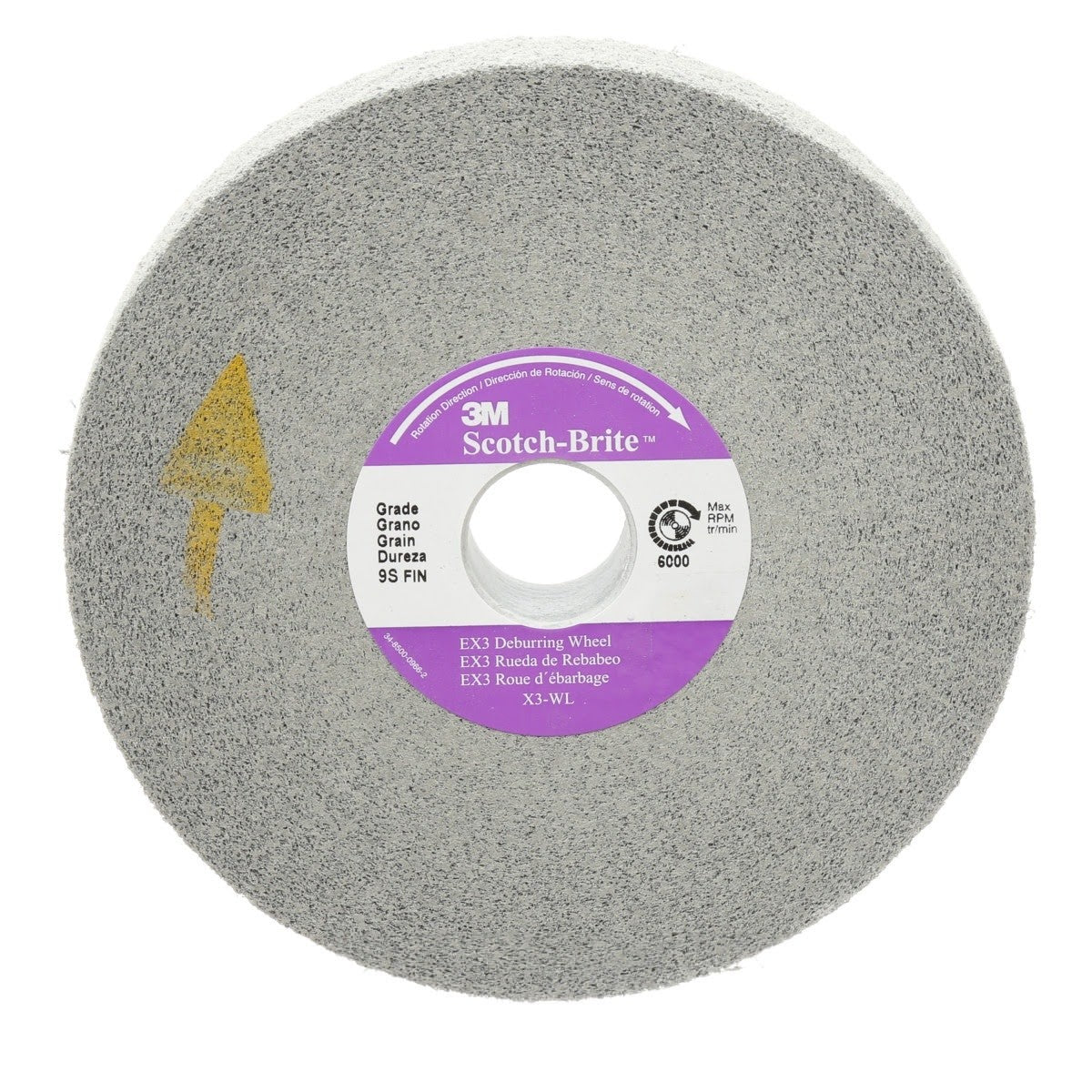 3M X3-WL Scotch-Brite EX3 Deburring Wheel, 6 in x 1/2 in x 1 in 9S FIN (7010365081) (4 Pack)