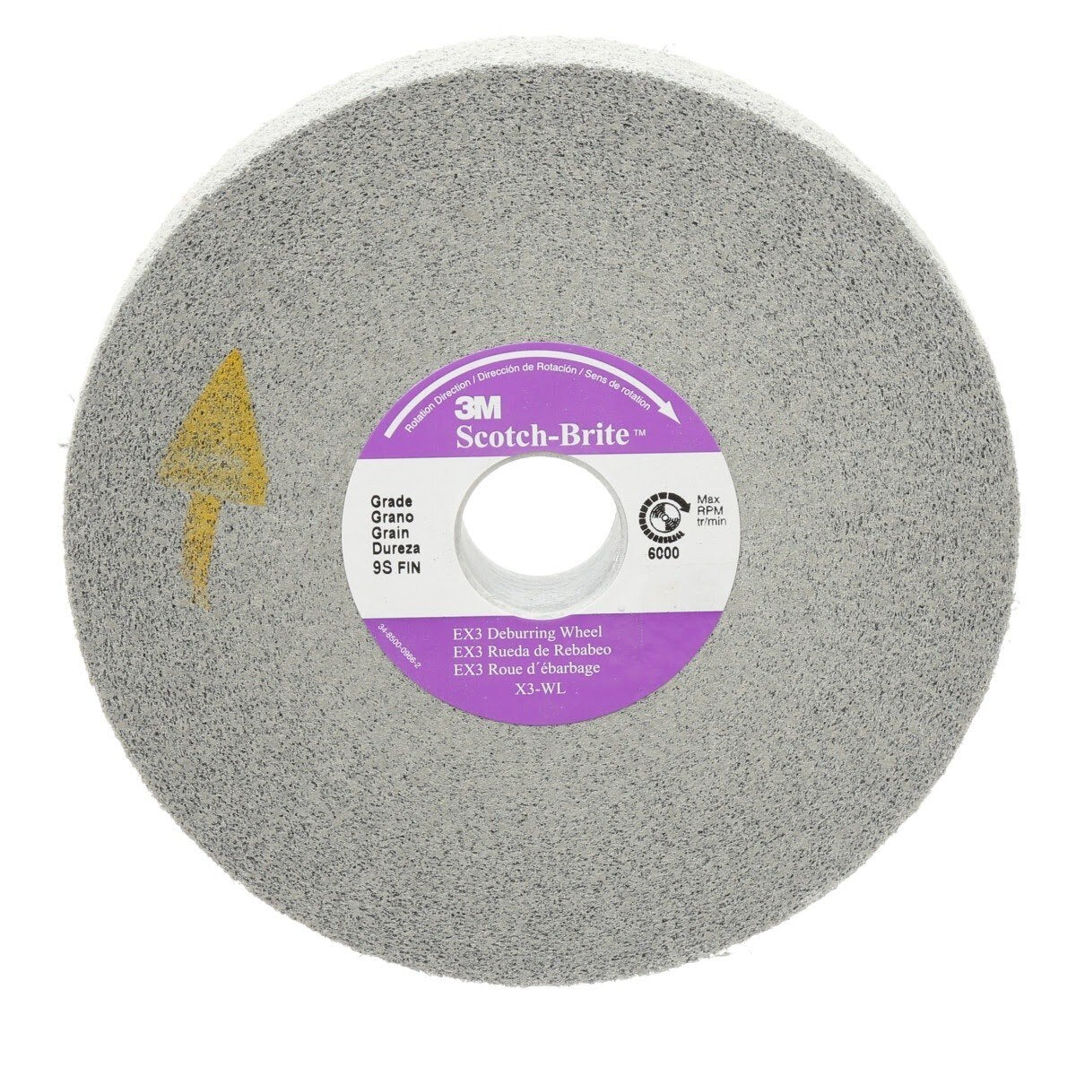 3M X3-WL Scotch-Brite EX3 Deburring Wheel, 6 in x 1/2 in x 1 in 9S FIN (7010365081) (4 Pack)