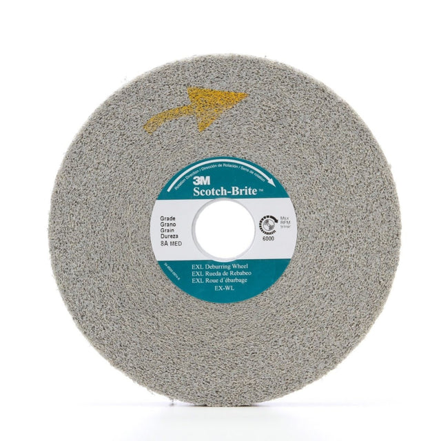 3M XL-WL Scotch-Brite EXL Deburring Convolute Wheel, 9S Fine, Gray, SiC, Center Hole, 10 in x 1/2 in x 5 in (7010365169) (4 Pack)