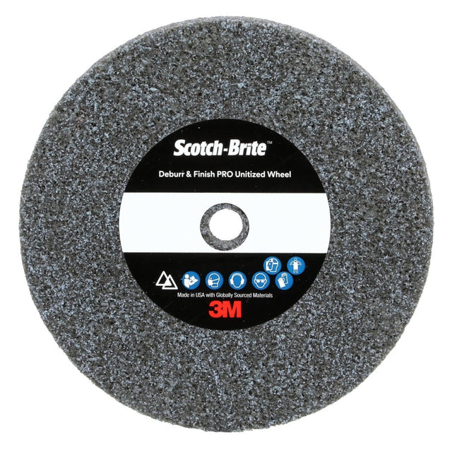 3M DP-UW Scotch-Brite Deburr & Finish PRO Unitized Wheel, 6C Medium+, 4 in x 1 in x 1/4 in (7010365692) (5 Pack)