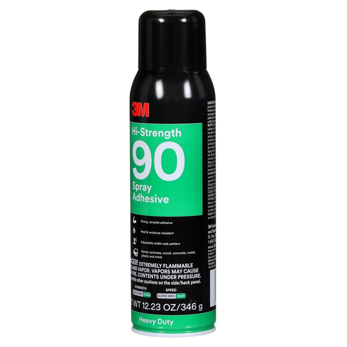 3M 90 Hi-Strength Spray Adhesive, Clear, 16 fl oz Can, Net Wt 12.23 oz, Permanent, Bonds Laminate, Wood, Concrete, Metal, Plastic (7010366483) - 3