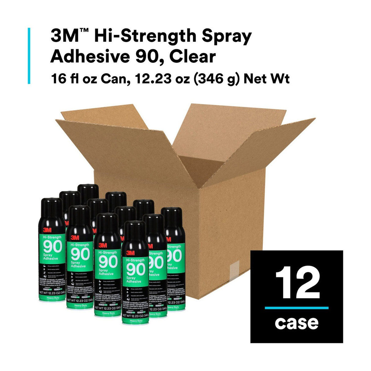 3M 90 Hi-Strength Spray Adhesive, Clear, 16 fl oz Can, Net Wt 12.23 oz, Permanent, Bonds Laminate, Wood, Concrete, Metal, Plastic (7010366483) - 10