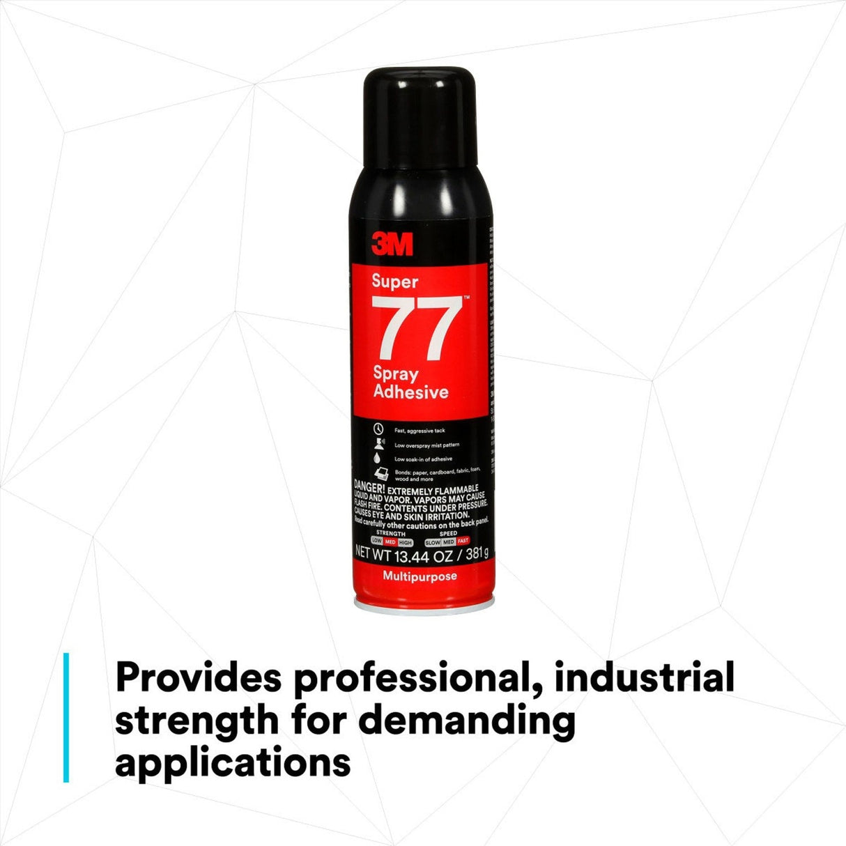 3M 77 Super 77 Multipurpose Spray Adhesive, Clear, 16 fl oz Can, Net Wt 13.44 oz, bonds Paper Cardboard Fabric Plastic Metal Wood (7010366503) (12 Pack) - 7