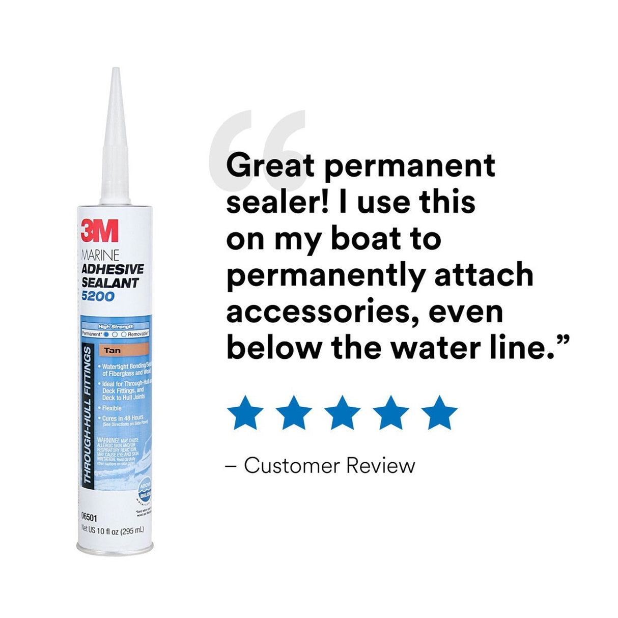 3M 5200FC 6535 Marine Adhesive Sealant Fast Cure, White, 1 fl oz Tube for Boats and RVs Above and Below Waterline (7010367674) (12 Pack) - 9