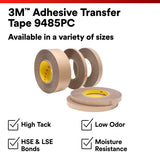 3M 9485PC Adhesive Transfer Tape, Clear, 1 1/4 in x 60 yd, 5 mil (7010373729) (12 Pack) - 2